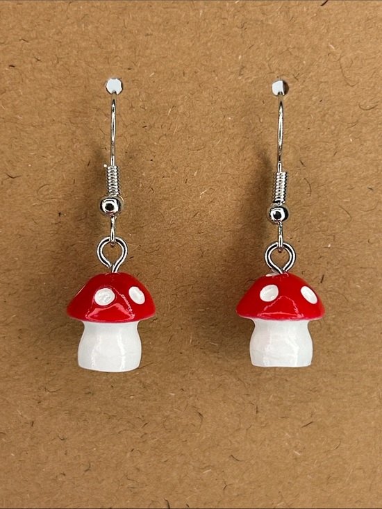 Fashion Jewelry Jewelry - Red & White Mushroom Dangle Earrings Fashion Jewelry